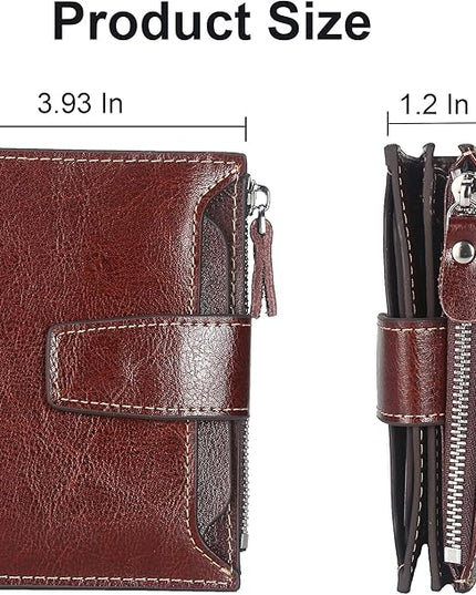 Lavemi Small Compact Women Wallet RFID Blocking Genuine Leather Bifold Purse with ID Windows