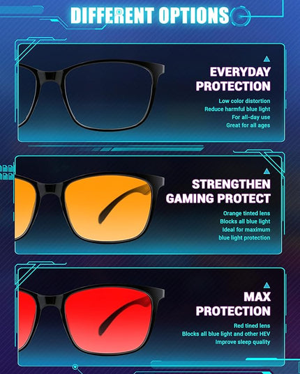 TIJN Blue Light Blocking Glasses for Men Women - Red Light Glasses for Computer Gaming - Dual AR Coating Lens - Screen Fatigue & UV Protection - 2 Pack
