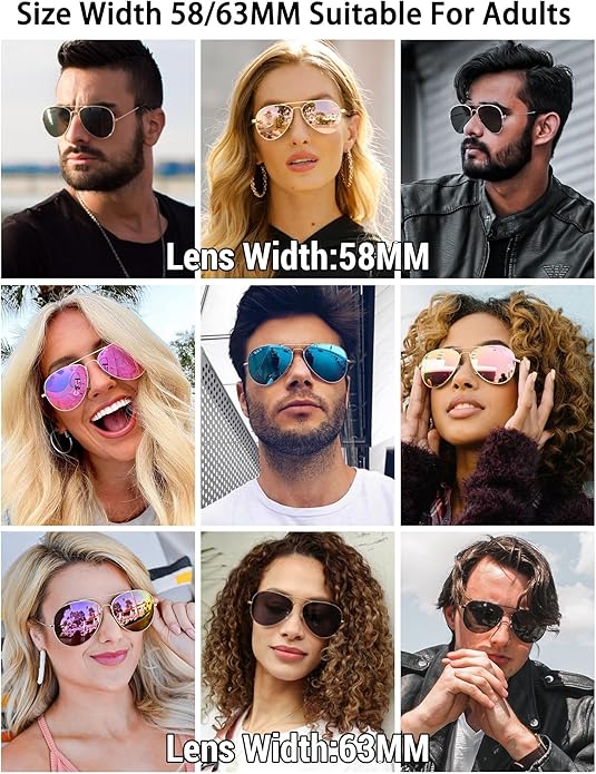 Pro Acme Classic Polarized Aviator Sunglasses 100% UV Protection, 52mm 58mm 63mm