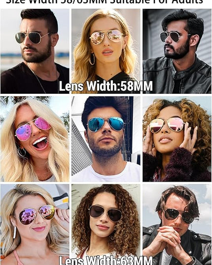 Pro Acme Classic Polarized Aviator Sunglasses 100% UV Protection, 52mm 58mm 63mm