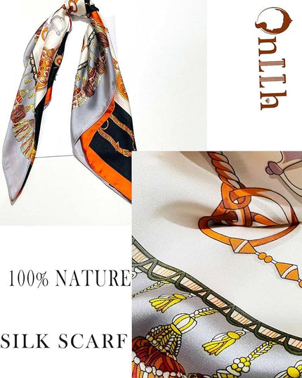 100% Mulberry Silk Scarf for Women Hair Lightweight Square Neckerchief Wrap For Head Scarves 21"