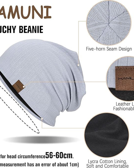 Slouchy Beanie for Men Women Soft Lightweight Running Beanie Hat Chemo Cap Skull Cap