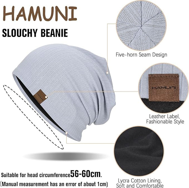 Slouchy Beanie for Men Women Soft Lightweight Running Beanie Hat Chemo Cap Skull Cap