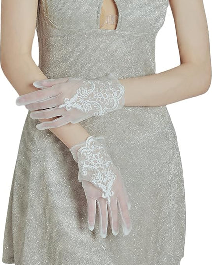 Sahabowi Satin Gloves Formal Bridal Banquet Party Wedding Opera Solid Colorful Mitten For Women