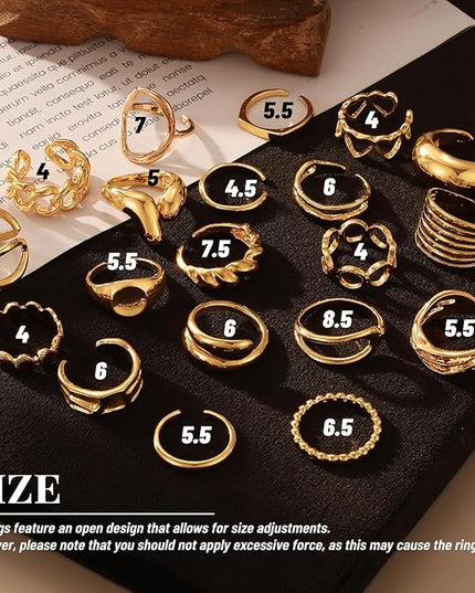 KISS WIFE Goldenen Silvery Black Kunckle Rings Set for Women, Dainty Simple Trendy Cute Stackable Finger Rings Pack, Perfect for Stacking Layering on Thumb and Knuckle, Mixed Size, Jewelry Gift