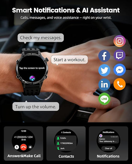 WalkerFit GPS Smart Watch for Men, Multi-Satellite Positioning, Full Metal Body, 520mAh Long Battery Life, 5ATM Waterproof with Bluetooth Call, 1.43” AMOLED Screen, Compatible with Android/iPhone