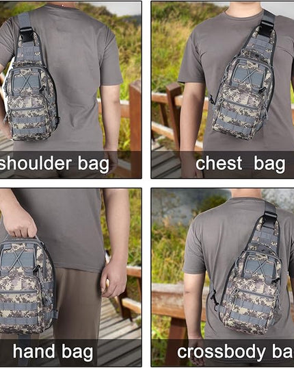 Qcute Tactical Backpack, Waterproof Military Cross-body Molle Sling Shoulder Backpack Chest Bag for Outdoor Every Day Carry