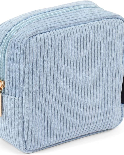MAGEFY Small Makeup Bag for Purse Mini Cosmetics Bag Corduroy Cute Cosmetic Pouch for Women with Slip-in Pockets