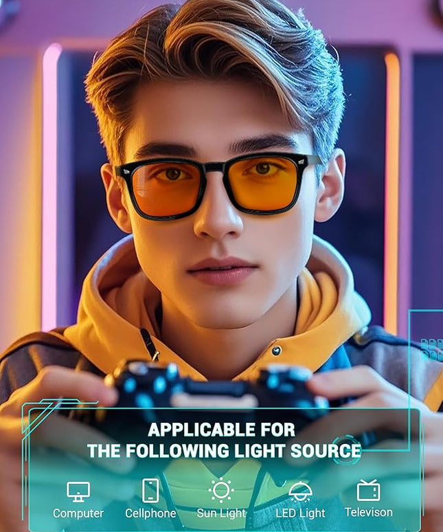 TIJN Blue Light Blocking Glasses Dual AR Coatings Amber Orange Lens for Computer Gaming