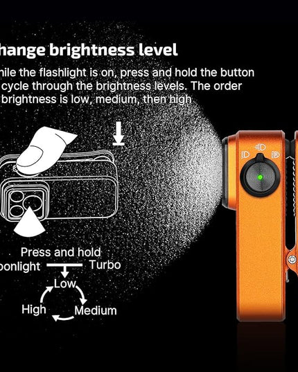 OLIGHT Oclip Pro EDC Flashlight Clip-on Light, Rechargeable 500 Lumens with Three Lighting Solutions Type-C Charging, Magnetic Flash Lights for Signaling, Cycling, Outdoor or Indoor Use(Orange)