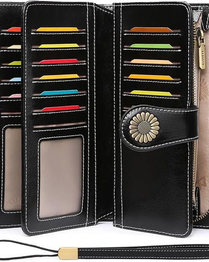 SENDEFN Wallets for Women Leather Credit Card Holder with RFID Blocking Large Capacity Wristlet | with RFID Blocking, Large Capacity, Wristlet, with RFID Blocking, Large Capacity, Wristlet