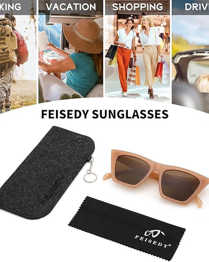 FEISEDY Vintage Square Cat Eye Sunglasses Women Trendy Cateye Sunglasses B2473