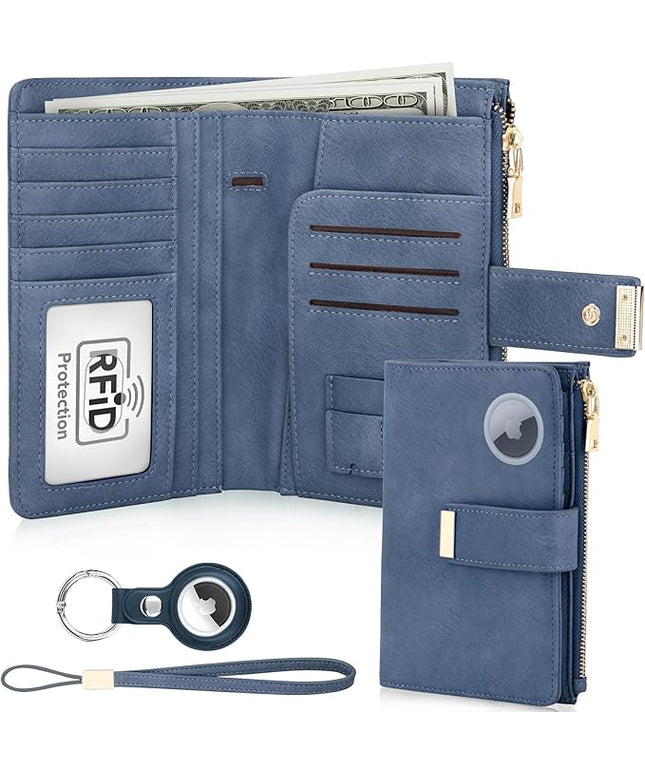 HUANLANG Passport Holder with Airtag for Women/Men, Airtag Passport Wallet for Travel Leather Passport Holder RFID Blocking,Travel Passport Walelt with Credit Card Holder