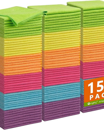 Orighty Microfiber Cleaning Cloth, 150 Pack Microfiber Towels for Cars, Highly Absorbent Car Cleaning Supplies, Lint Free Cloths Clean Rags for Car Care, House, Kitchen, 12x11 inch