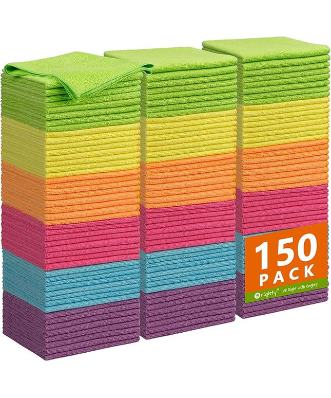 Orighty Microfiber Cleaning Cloth, 150 Pack Microfiber Towels for Cars, Highly Absorbent Car Cleaning Supplies, Lint Free Cloths Clean Rags for Car Care, House, Kitchen, 12x11 inch