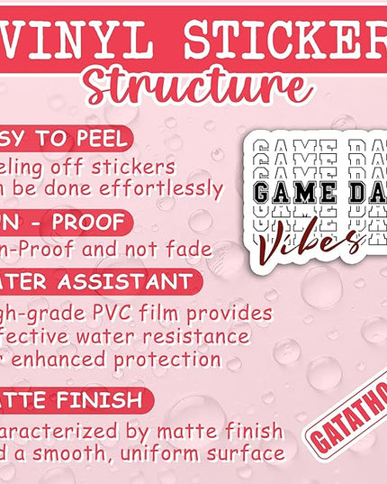 (3PCS) Game Day Vibes Football Sticker Decals Football Accessories Football Lover, Waterproof Vinyl Decal for Laptop Mug Tumbler Scrapbook Water Bottle Phone Case, Size 3" x 2.6 "