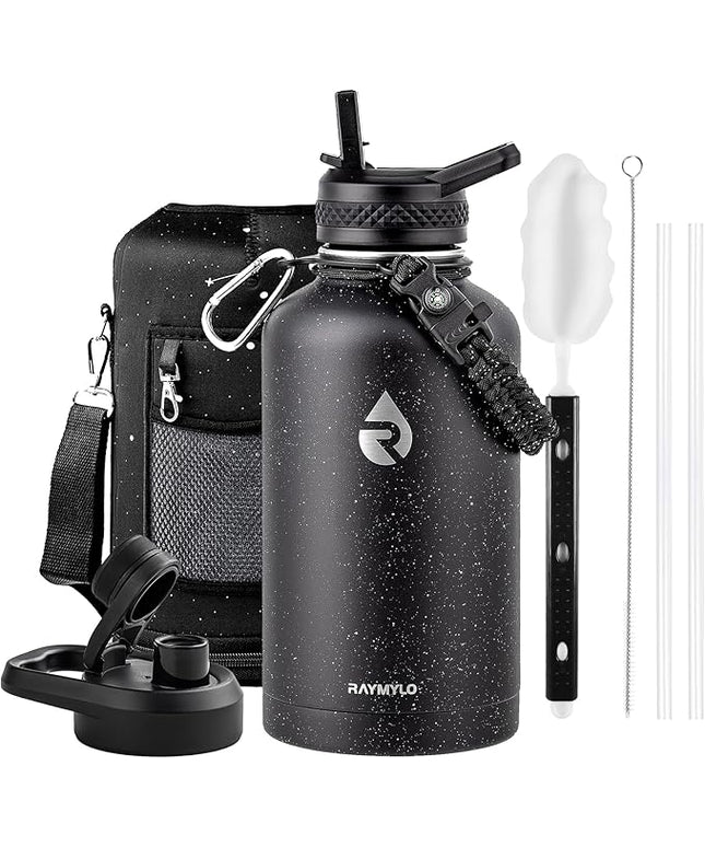 64oz Insulated Water Bottle, Triple Wall Vacuum Stainless Steel Water Bottles - Keeps Cold 48H, Reusable Half Gallon Jug for Gym, Sports, Camping, Hiking,Travel, Starry Sky-Black
