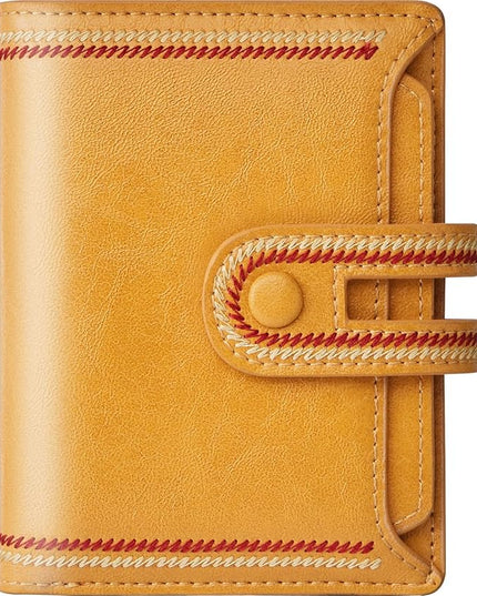 TFKGS Small Wallet for Women Vegan Leather RFID Blocking Bifold Compact Credit Card Holder with Zipper Coin Pocket Yellow