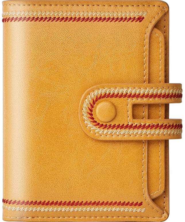TFKGS Small Wallet for Women Vegan Leather RFID Blocking Bifold Compact Credit Card Holder with Zipper Coin Pocket Yellow