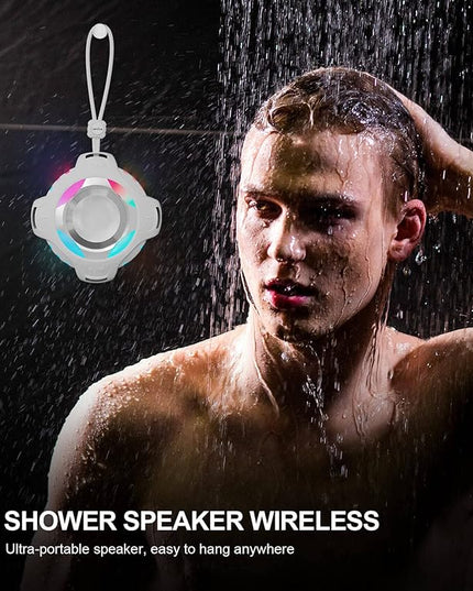 comiso Shower Bluetooth Speaker, IPX7 Waterproof Speaker with Multiple Light, Floating, Wireless Speakers with Punchy Bass and Loud HD Sound 2000mAh for Travel Beach Shower, Gift for Men, Women