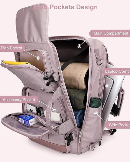 PIJUSHI Travel Backpack for Women Carry on Luggage Backpack Convertible Large Laptop Duffel Bag for Airplanes(PE049 Ashen Purple)