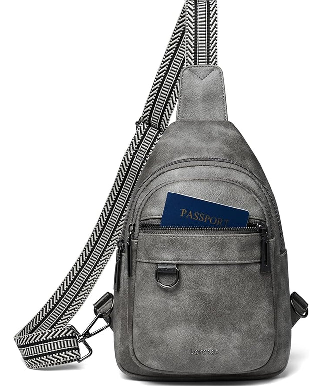 7L Sling Bag for Women Men Vegan Leather Crossbody Bags Fanny Pack Purse Backpack Over Shoulder Bag Travel Anti Theft