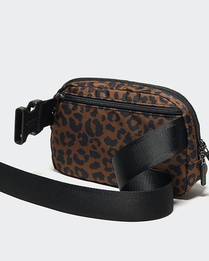 Pander Two Way Zipper Fanny Pack Nylon Everywhere Belt Bag for Women, Water Repellent Waist Packs, Crossbody Bags with Adjustable Strap (Midnight Leopard)