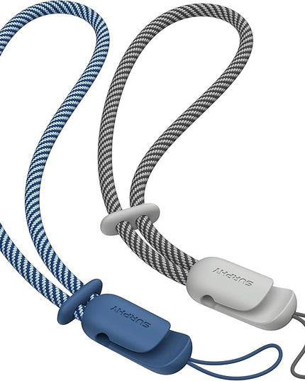 SURPHY 2 Pack Phone Lanyard for Cellphone Case, Phone Wrist Strap for Case, Cellphone Strap with 2-Color Braided, Charm Wrist Lanyard for Women and Men, Blue Jay & Gray