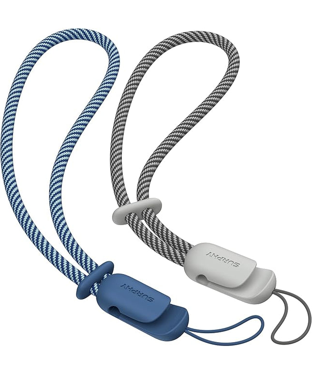 SURPHY 2 Pack Phone Lanyard for Cellphone Case, Phone Wrist Strap for Case, Cellphone Strap with 2-Color Braided, Charm Wrist Lanyard for Women and Men, Blue Jay & Gray