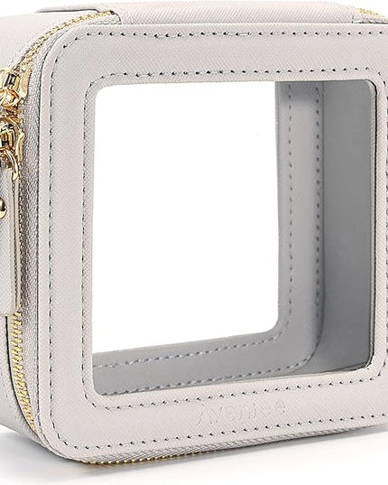 Aveniee Mini Clear Makeup Bag, Small Cosmetic Bags Travel Toiletry Pouch Organizer, TSA Approved Make up Case with Zipper, Car Bag for Essentials,Grey