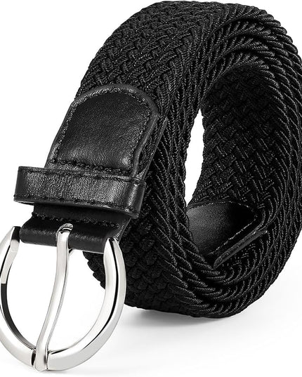 JASGOOD Women Men Braided Woven Elastic Stretch Belt Golf Canvas Casual Belt for Jeans Pants