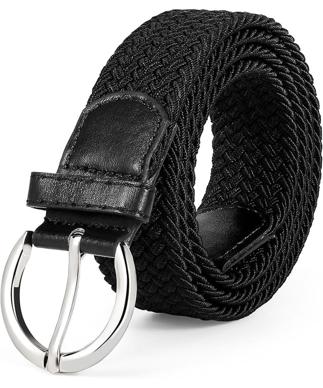 JASGOOD Women Men Braided Woven Elastic Stretch Belt Golf Canvas Casual Belt for Jeans Pants