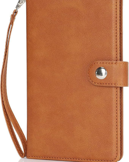 Passport Holder for Travel Essentials, RFID Blocking PU Leather Wallet Cover with Wristlet Strap Magnetic Closure Passport Book Holders Case for Women and Men, Brown