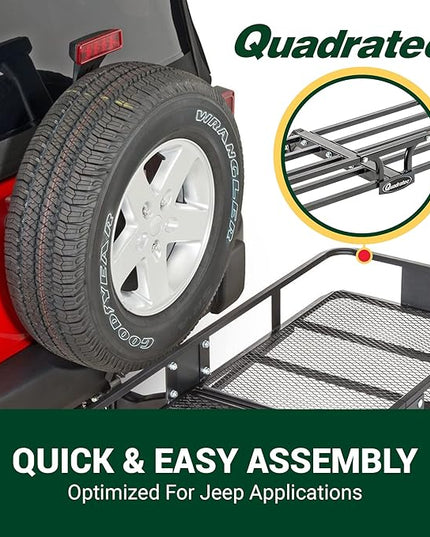 Quadratec Large Cargo Rack Basket Platform, 60" x 24" - Mounts to 2" Receiver Hitch - Great for Hauling Luggage, Camping Gear, Supplies, Generators, and More - Fits Jeeps, Cars, Trucks, SUV & More