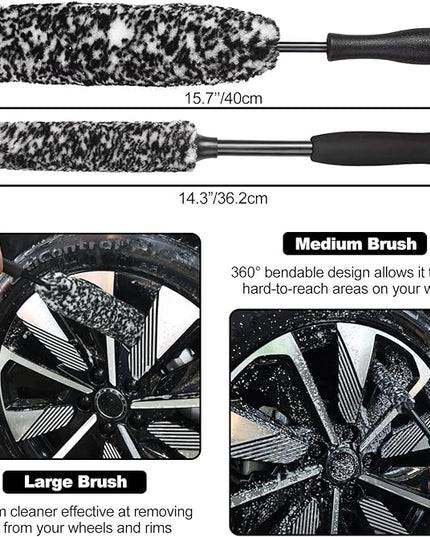 12Pcs Wheel Brush Kit for Cleaning Wheel and Tire, Wheel and Rim Brush, Car Detailing Brushes, Tire Brush, Bendable & Durable Car Wheel Rim Cleaner Brush Set,Car Detailing Cleaning Brush Supplies Kit