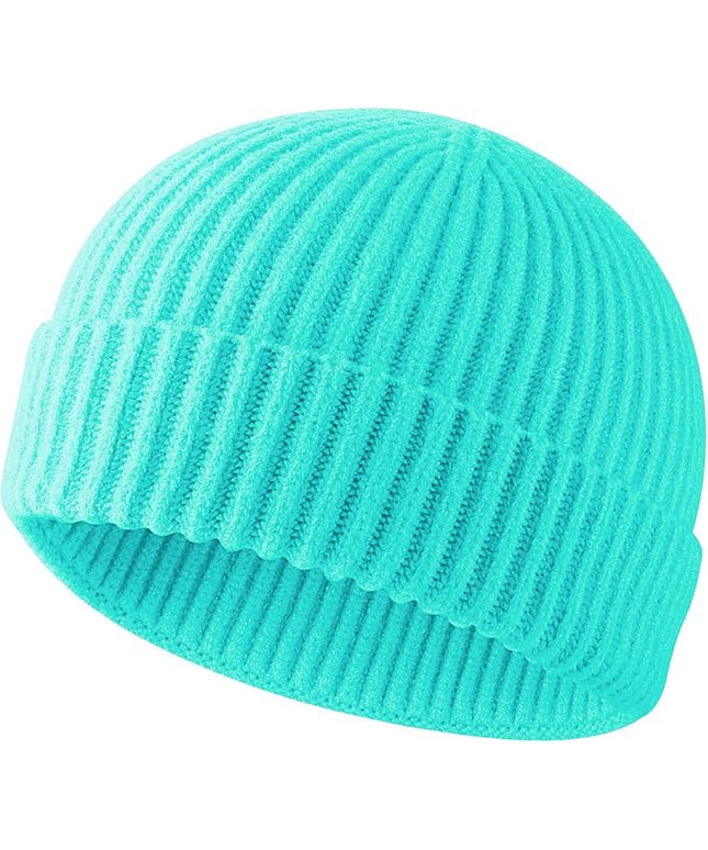 ROYBENS Swag Wool Knit Cuff Short Fisherman Beanie for Men Women, Winter Warm Hats