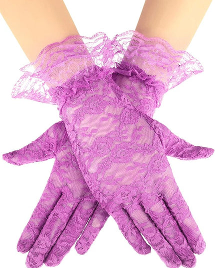 SATINIOR Ladies Lace Gloves for Women Tea Party Elegant Short Courtesy Gloves for Wedding Dinner Opera Parties
