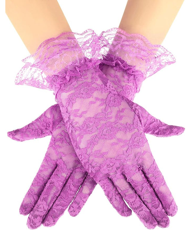 SATINIOR Ladies Lace Gloves for Women Tea Party Elegant Short Courtesy Gloves for Wedding Dinner Opera Parties