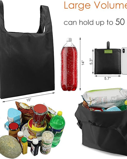 BeeGreen Orange Reusable Grocery Bags Wholesale Pumpkin Reusable Kitchen Bags Bulk Foldable-Machine Washable with Zipper Storage Pouch 50 Packs