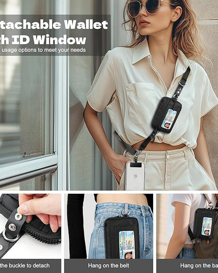 TiMOVO Clip and Go Phone Strap Crossbody with Detachable Wallet, RFID Blocking, Adjustable Anti-Theft Phone Lanyard