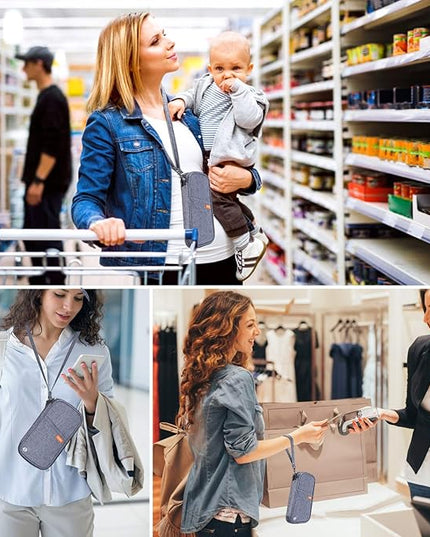 RFID Family Passport Wallet Holder Waterproof, Travel Document Organizer Credit Card Clutch Bag for Men Women
