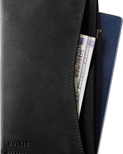 VULKIT Passport Cover Ultra Slim Design Leather Passport Sleeve RFID Blocking with 2 Card Slots, Anti-Theft Travel Essentials