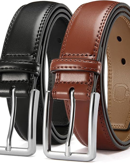 CHAOREN Leather Dress Belt Men 2 Pack - 1 3/8" Mens Belts for Work Business Casual Jeans