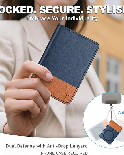 TUCCH for Magsafe Wallet with 6 Card Holders, RFID Blocking [Clear ID Window] PU Leather Folio Magnetic Phone Wallet for iPhone 17/16/15/14/13/12/Plus/Air/Pro/Pro Max Series, Blue & Brown
