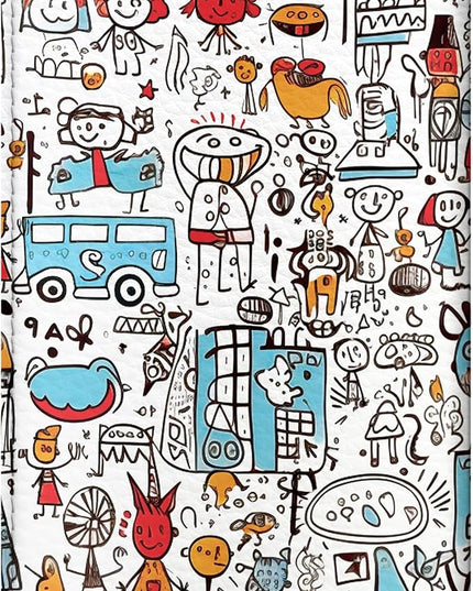 Passport Cover for Kids, Women and Men, Cute Travel Passport Holder (Child Doodle)
