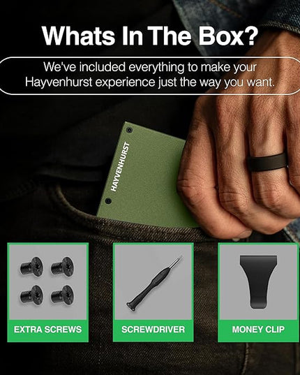 Hayvenhurst Wallet For Men - Reinvented Design Men's Wallet - Slim, Minimalistic & Seamless, Blocks RFID Scanners with a Money Clip (Matte Olive) | Reinvented Design, Slim, Minimalistic, Seamless, Blocks RFID Scanners, with a Money Clip