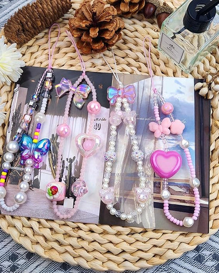 Phone Charms Cute Beaded Phone Lanyard Wrist Strap Aesthetic CellPhone Keychain Cute PhoneCharms for Women