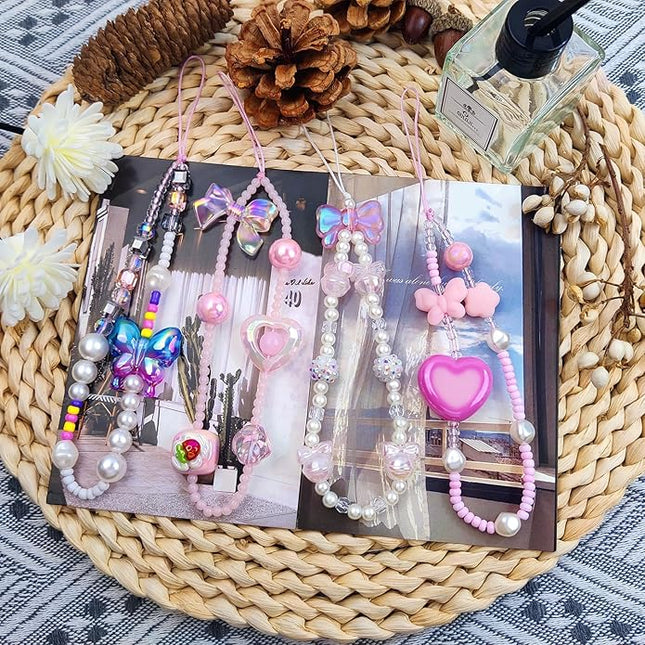 Phone Charms Cute Beaded Phone Lanyard Wrist Strap Aesthetic CellPhone Keychain Cute PhoneCharms for Women