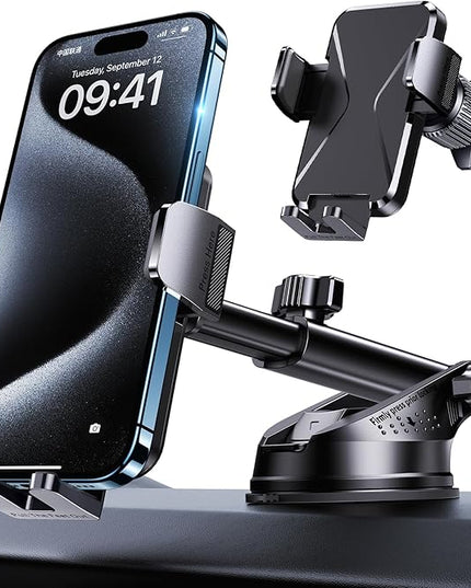 360° Adjustable Car Phone Holder Universal Hands-Free Mount for iPhone & Android, 3 in 1 Windshield Air Vent Dashboard Hands-Free Car Mount for iPhone Android Smartphone