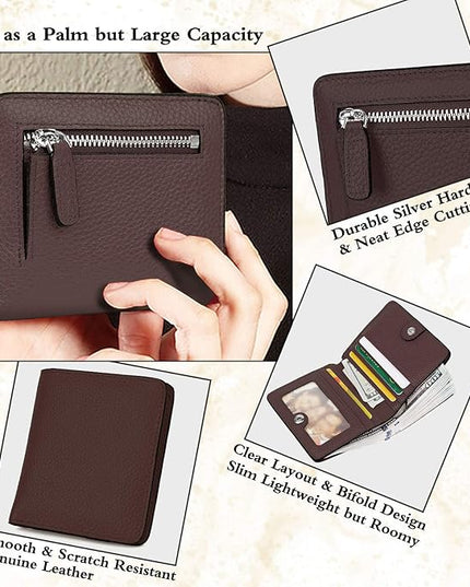 AINIMOER Small Leather Wallet for Women, Ladies Credit Card Holder RFID Blocking Women's Mini Bifold Pocket Purse